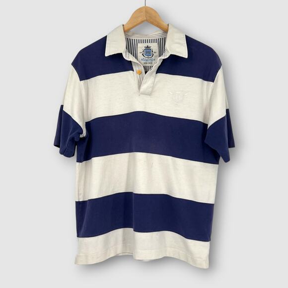 Marks & Spencer Blue Harbour Rugby Club Striped Polo Shirt Medium - Picture 1 of 6